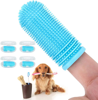 4 Pack Dog Toothbrush for Dog Teeth Cleaning, Dog Finger Toothbrush, Full Surround Bristles, 360ºdog Fingerbrush Toothbrush, Dog Tooth Brushing Kit, Cat Toothbrush, Dental Care for Puppies, Cats