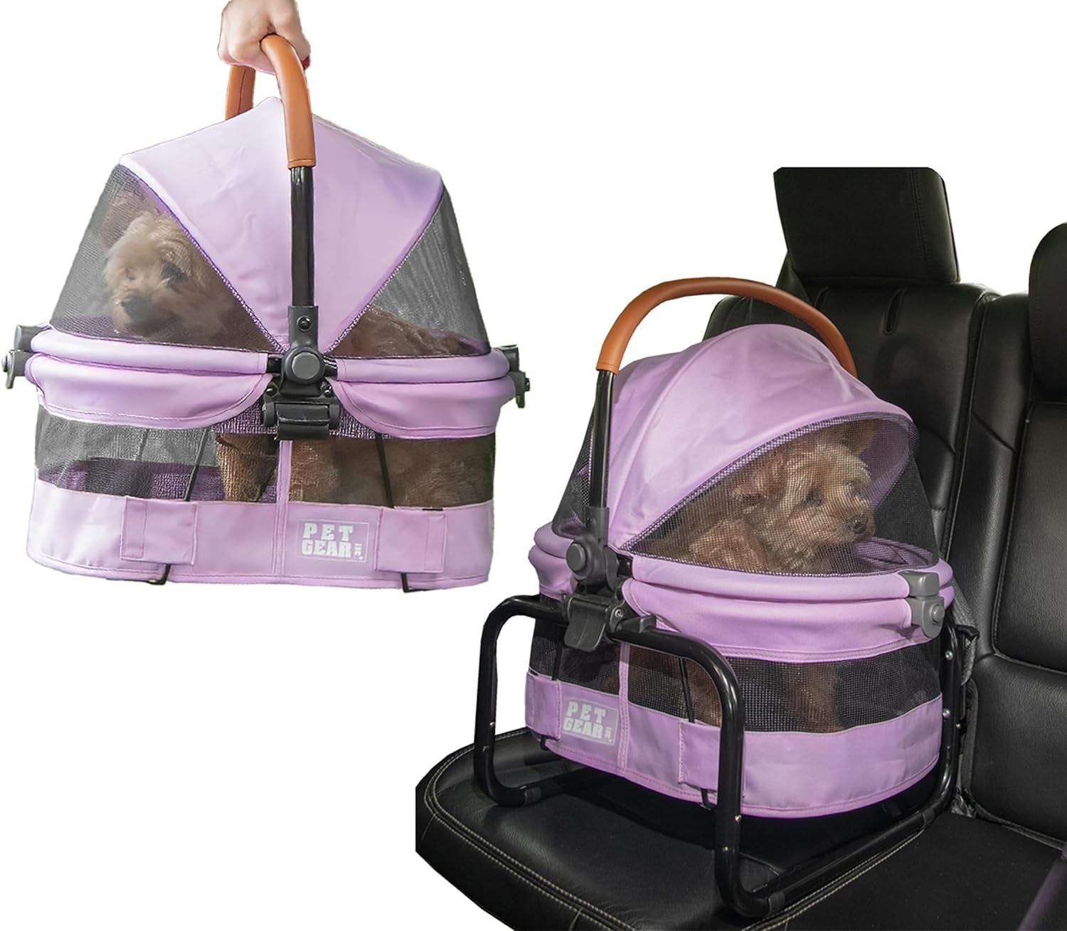 View 360 Ultra Lite Pet Safety Carrier & Car Seat for Small Dogs & Cats Push Button Entry, 15", Larkspur