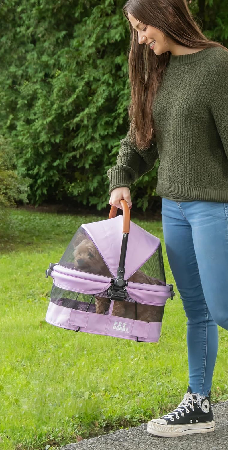 View 360 Ultra Lite Pet Safety Carrier & Car Seat for Small Dogs & Cats Push Button Entry, 15", Larkspur