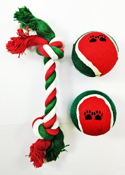 Pet Dog 3 Pcs Xmas Toy Puppy Play Fun Chew Stocking Filler Treat Tree Gift Bag