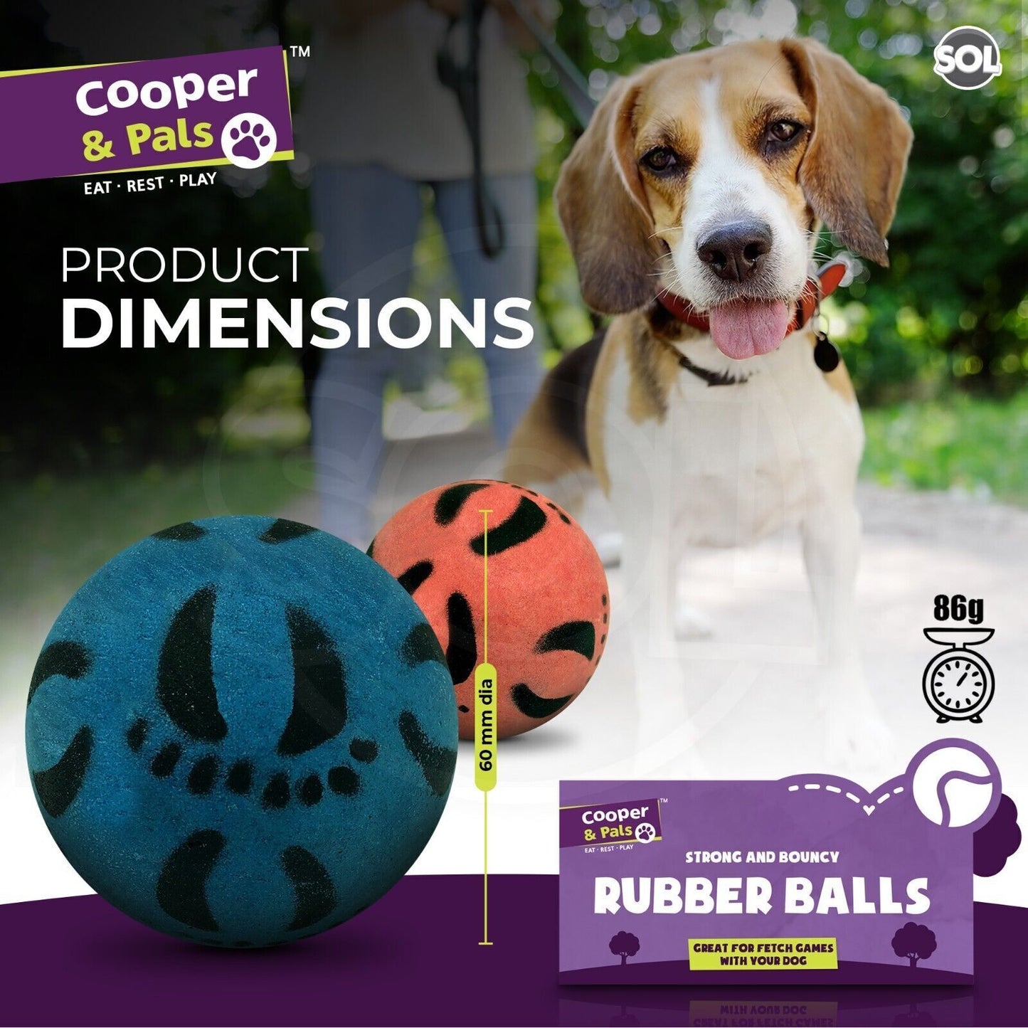 6-24 Rubber Dog Balls Bouncy Puppy Pet Solid Hard Play Ball Fun Fetch Chew Toys