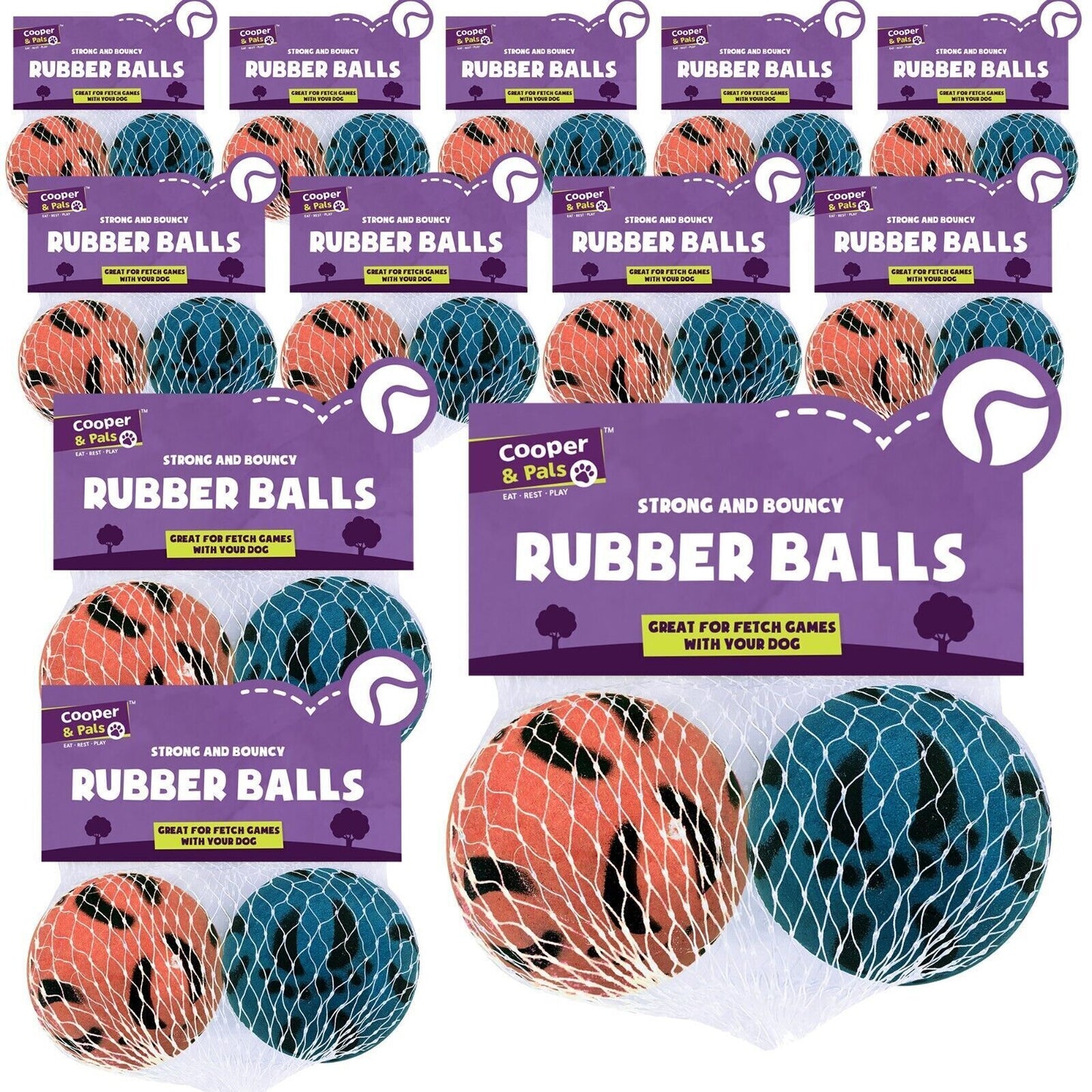 6-24 Rubber Dog Balls Bouncy Puppy Pet Solid Hard Play Ball Fun Fetch Chew Toys