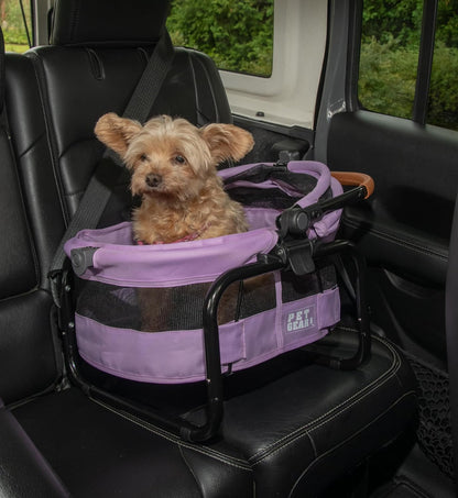 View 360 Ultra Lite Pet Safety Carrier & Car Seat for Small Dogs & Cats Push Button Entry, 15", Larkspur