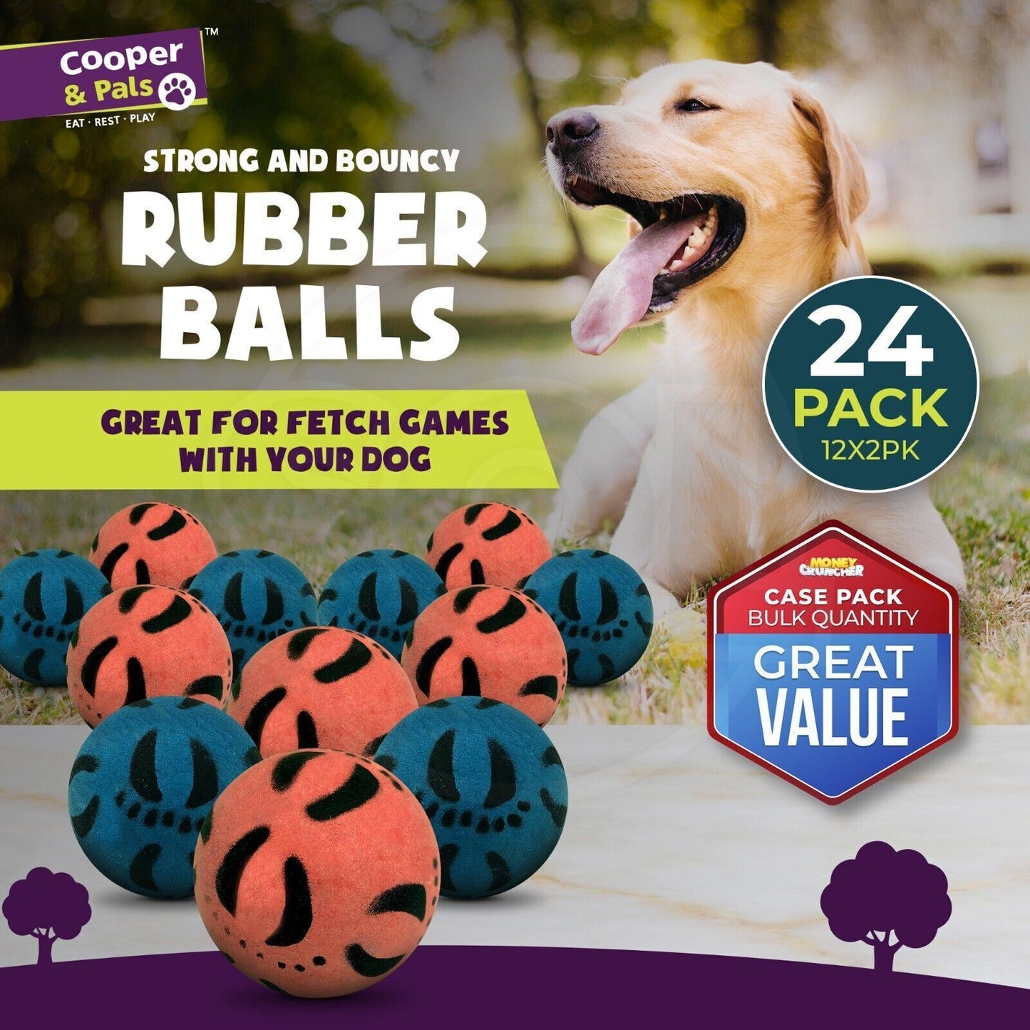 6-24 Rubber Dog Balls Bouncy Puppy Pet Solid Hard Play Ball Fun Fetch Chew Toys